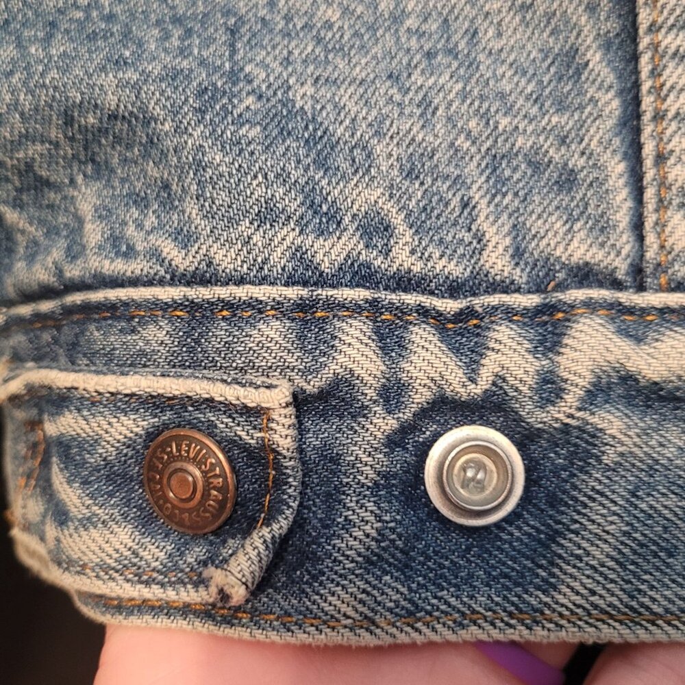 Vintage 70s 80s Levi Strauss Denim Trucker Jacket Sherpa Fleece Lining Adult Lrg - Picture 11 of 12